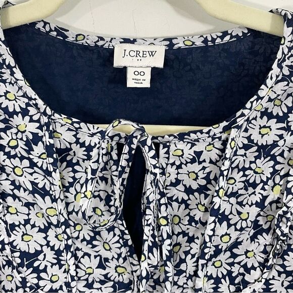 J.Crew Floral Printed Flutter-Sleeve Mini Dress Size 00 Navy White Yellow - Picture 3 of 9